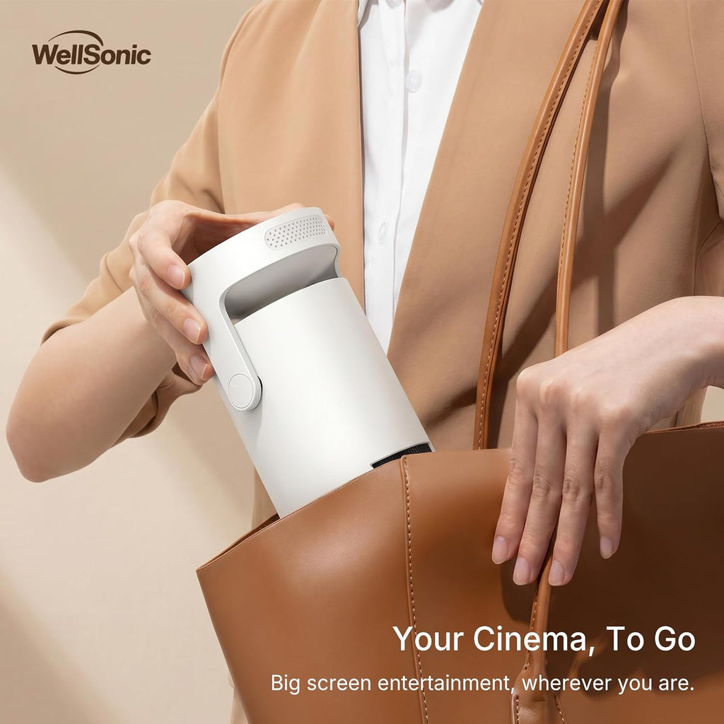Mini Projector with Wi-Fi and Bluetooth, 1080P Portable Projector with 5W Speaker, Auto Vertical Keystone & 180° Rotatable, 200 ANSI Movie Projector for Outdoor Bedroom