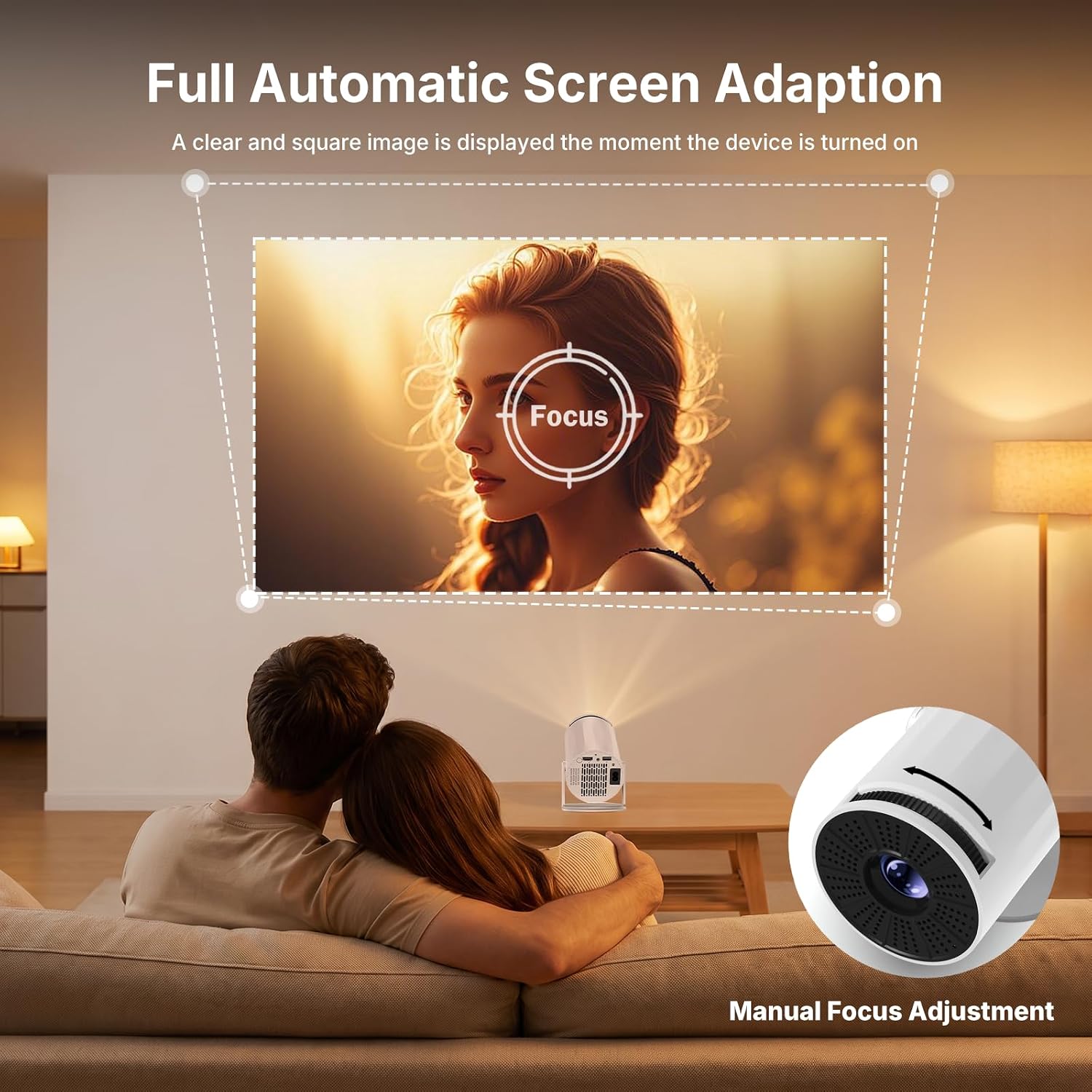 Mini Projector with WiFi and Bluetooth, Portable Movie Projector Support 1080P, Auto Keystone,210° Rotation, Smart Projector Compatible with HDMI Phone for Bedroom