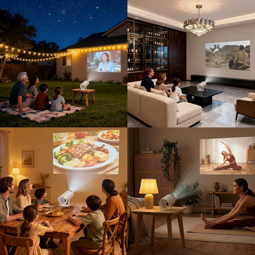 Mini Projector with WiFi and Bluetooth, Portable Movie Projector Support 1080P, Auto Keystone,210° Rotation, Smart Projector Compatible with HDMI Phone for Bedroom